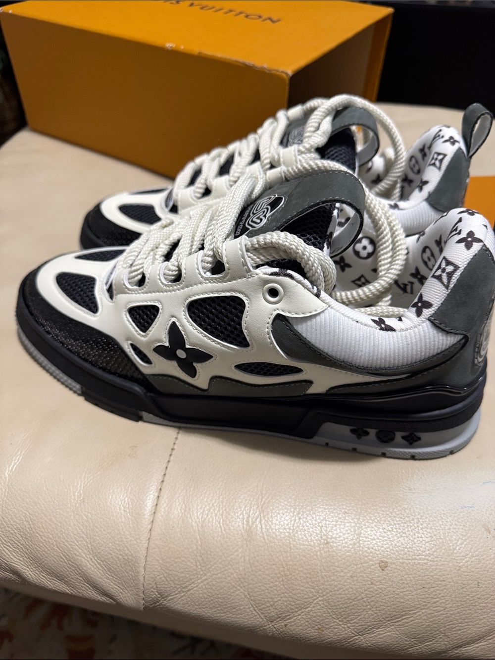 Louis Vuitton Black and White Chunky Lace-Up Sneakers - Picture 3 of 8